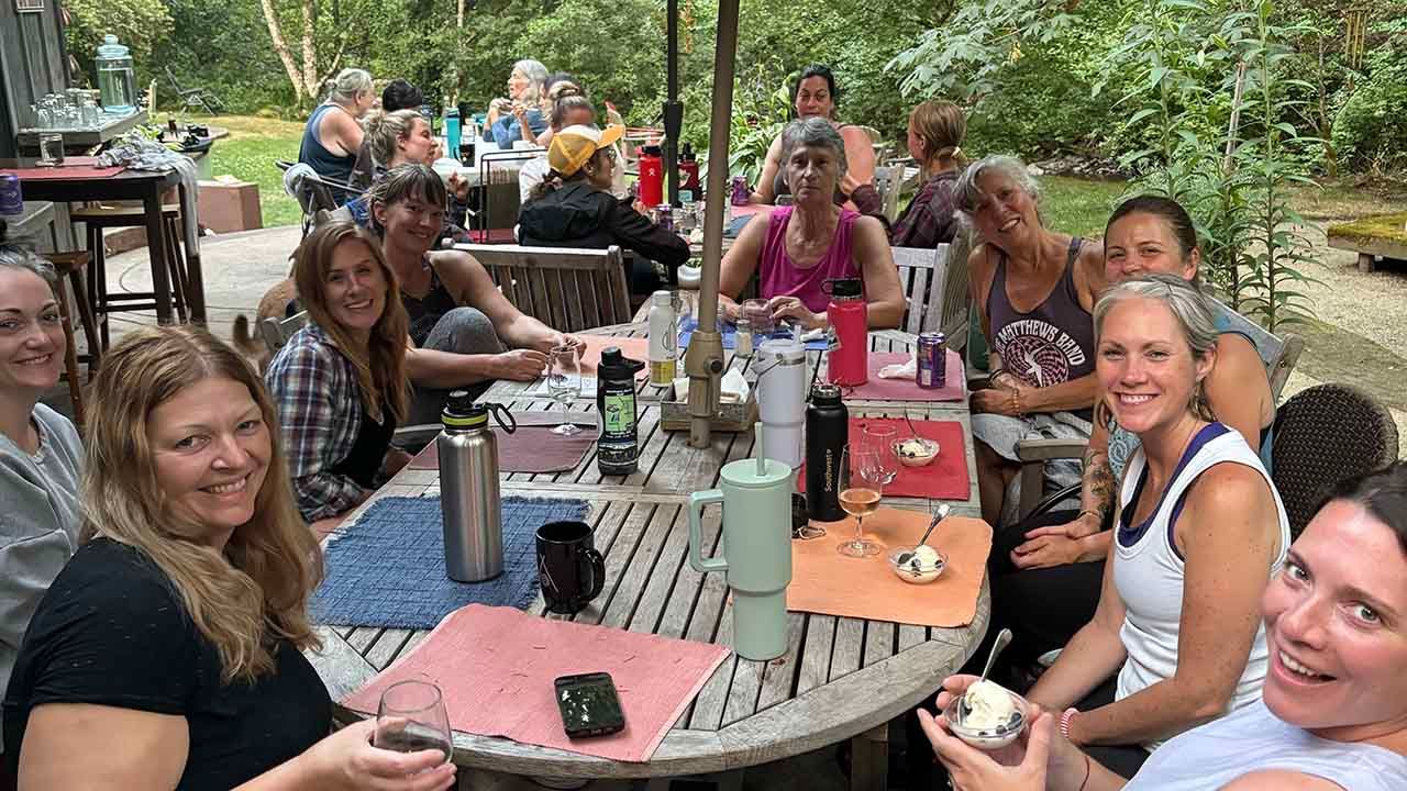 group meal at herbalism and yoga retreat in Oregon