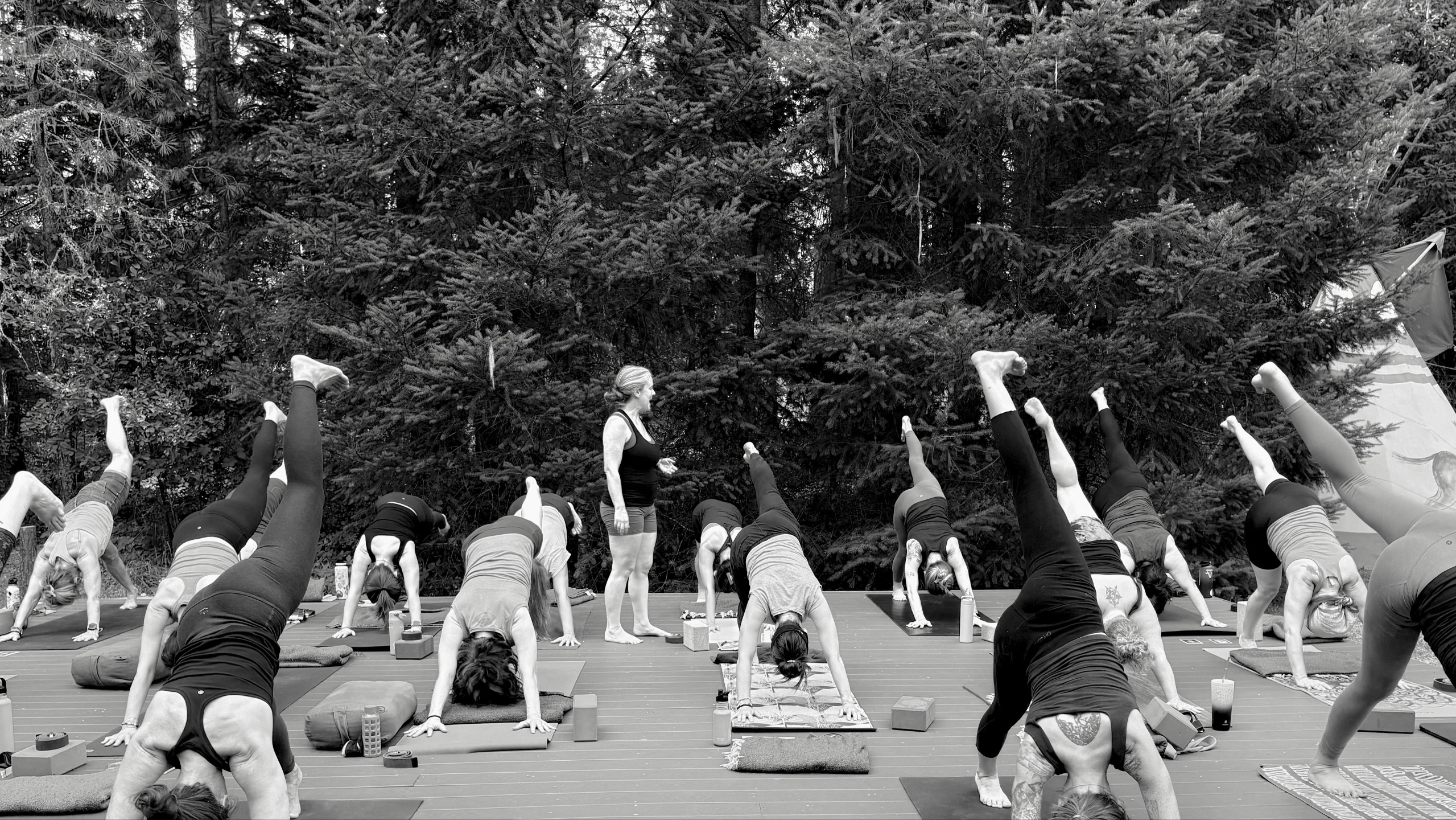 Women in circle at Oregon yoga retreat