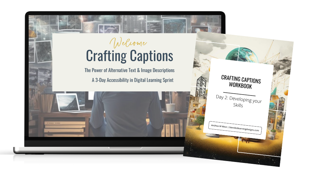 Laptop displaying "Speaking to Everyone" presentation, accompanied by a "Guest Speaker Accessibility Checklist" booklet with a $37 price tag.