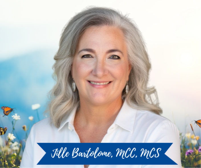 Jille Bartolome, Master Certified Coach MCC, MCS and Founder of CoachPath Academy, smiling warmly with an open, authentic presence.