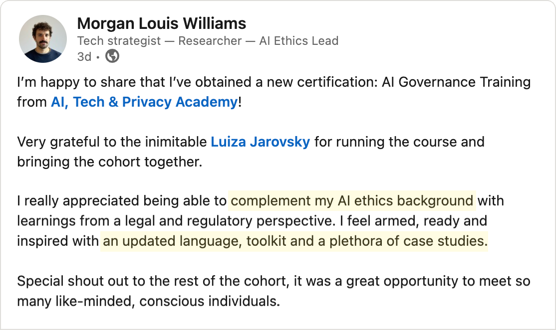 Testimonial - Morgan Louis Williams