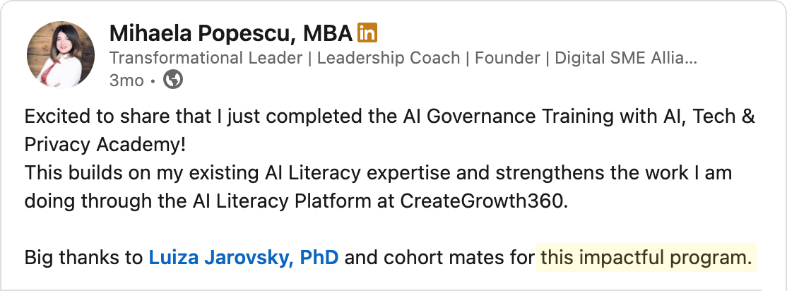 Testimonial - Mihaela Popescu