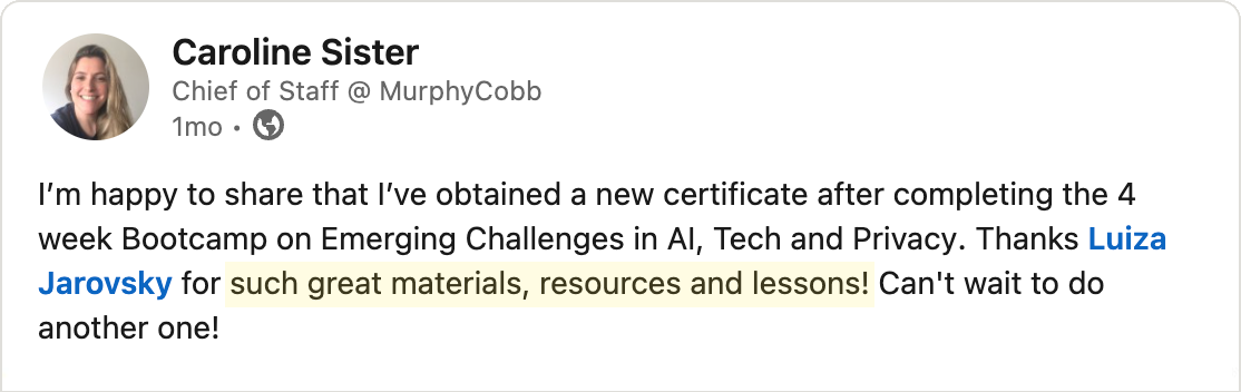 Testimonial - Caroline Sister