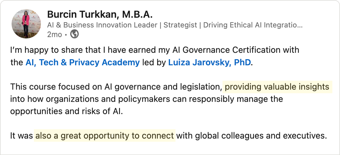 Testimonial - Burcin Turkkan