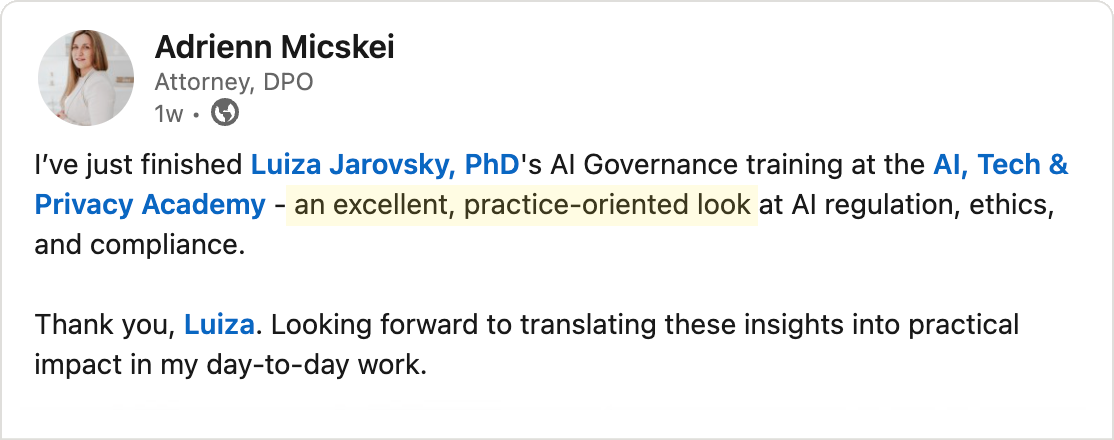 Testimonial - Adrienn Micskei