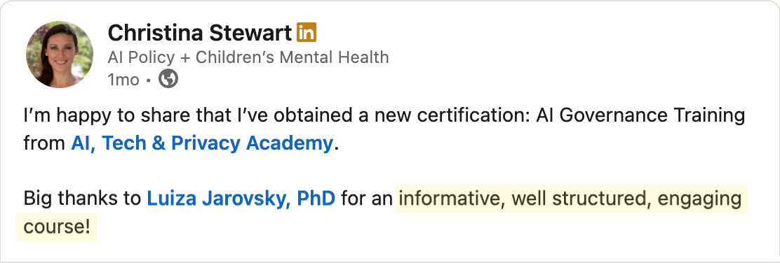 Testimonial - Christina Stewart