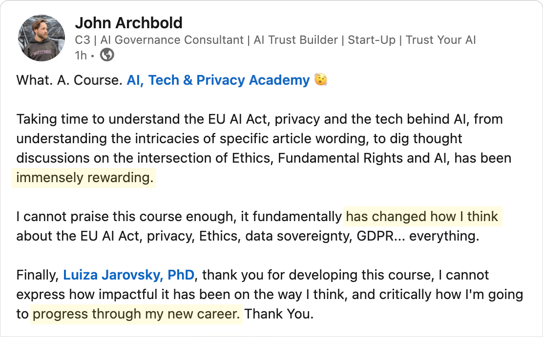 Testimonial - John Archbold