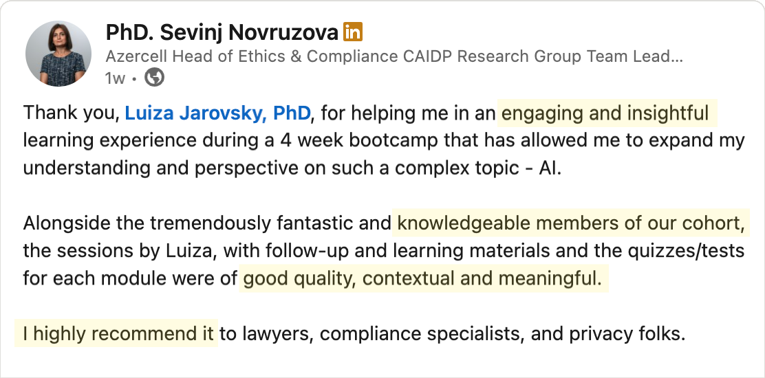 Testimonial - Sevinj Novruzova