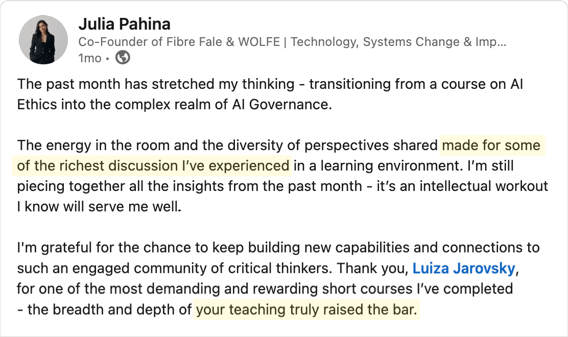 Testimonial - Julia Pahina