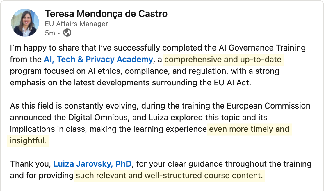 Testimonial - Teresa Mendonça de Castro