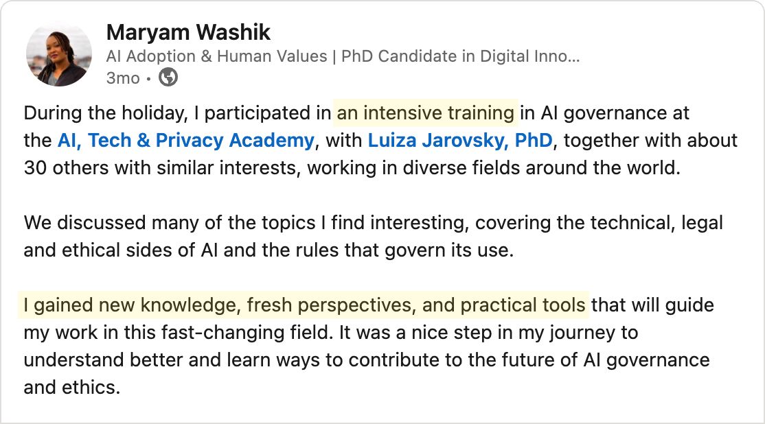 Testimonial - Maryam Washik