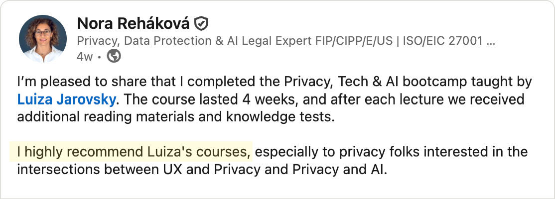 Testimonial - Nora Rehakova