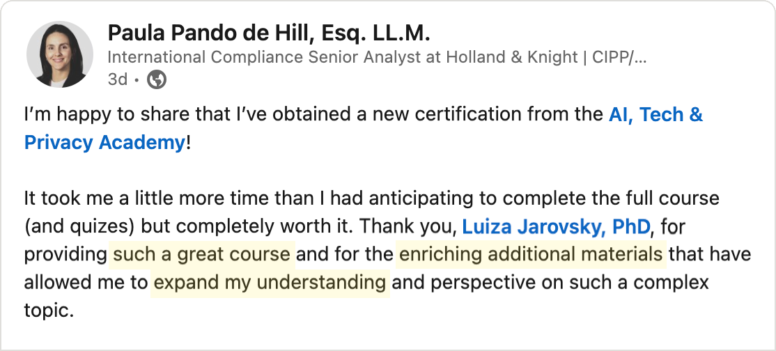 Testimonial - Paula Pando de Hill
