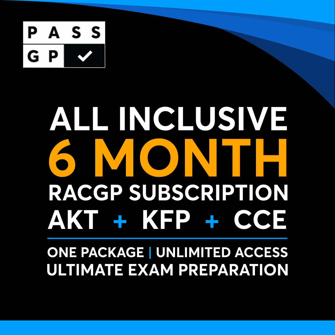 PassGP 12-Month Fellowship Package offering AKT, KFP, and CCE preparation with free 1:1 mock exam, video reel series, and continuous Chief Examiner support.
