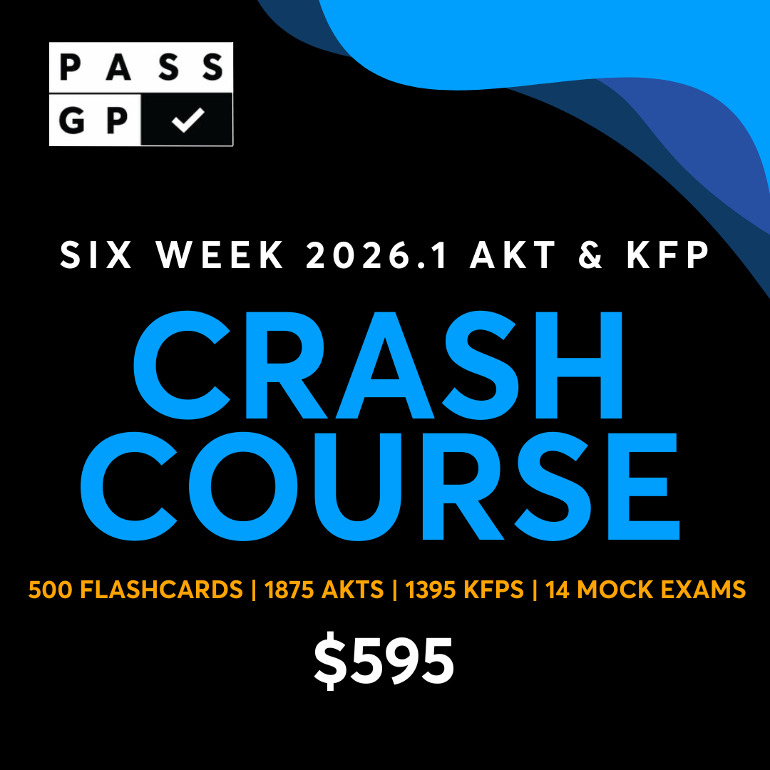 PassGP RACGP Crash Course – 6-week examiner-written AKT and KFP preparation program with mock exams, flashcards and weekly live teaching