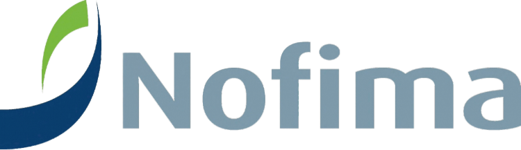 The Nofima logo. It features a stylized green and blue leaf or drop shape on the left, next to the name "Nofima" in a gray, sans-serif font with a stylized dot over the 'i'.