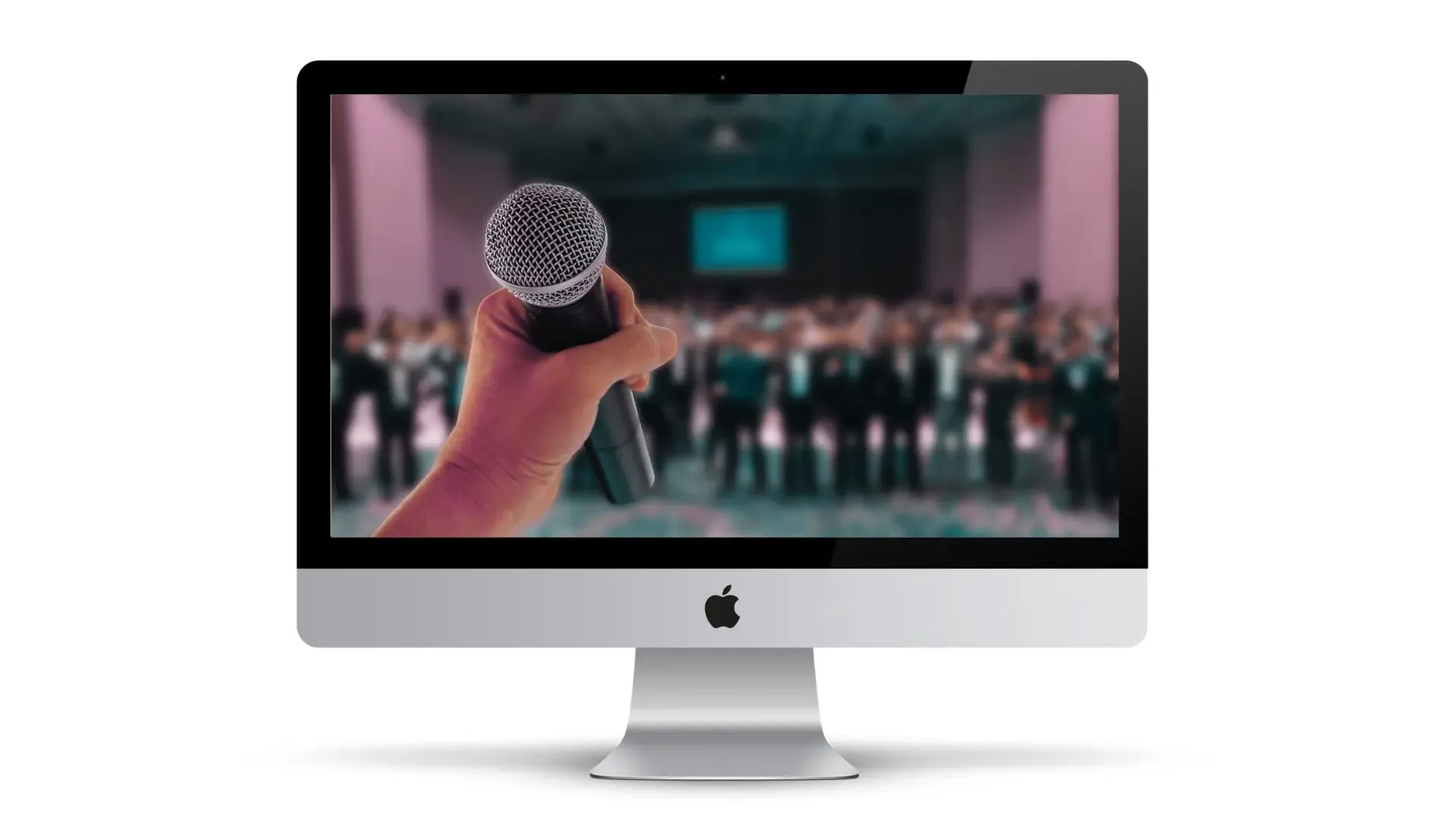 Person presenting to a crowd
