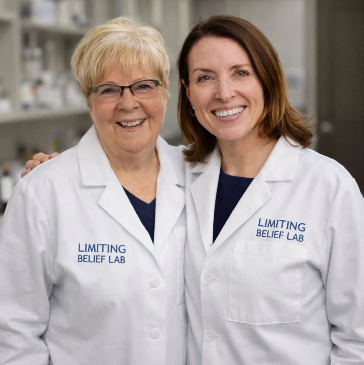 Lorna Wilson and Karla Adkins in Limiting Belief Lab coats