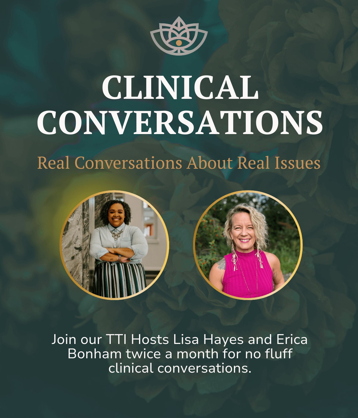 Trauma Therapist Institute Clinical Conversations with Rebecca Kase, featuring Roshni Chabra Oct. 15, Sabrina N’Diaye Nov. 5, Deb Dana Nov. 19, and Jackie Flynn Dec. 3