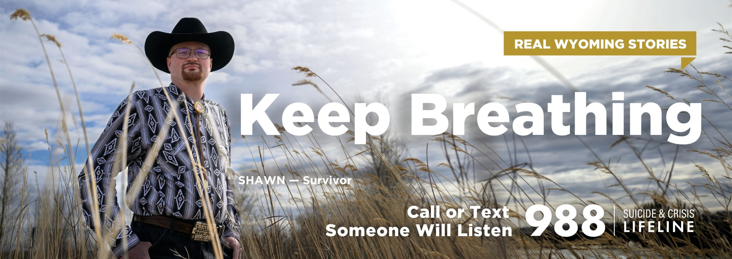 Shawn Moore featured in the WY We Care Survivors Campaign sharing a message of hope, resilience, and suicide prevention in Wyoming.