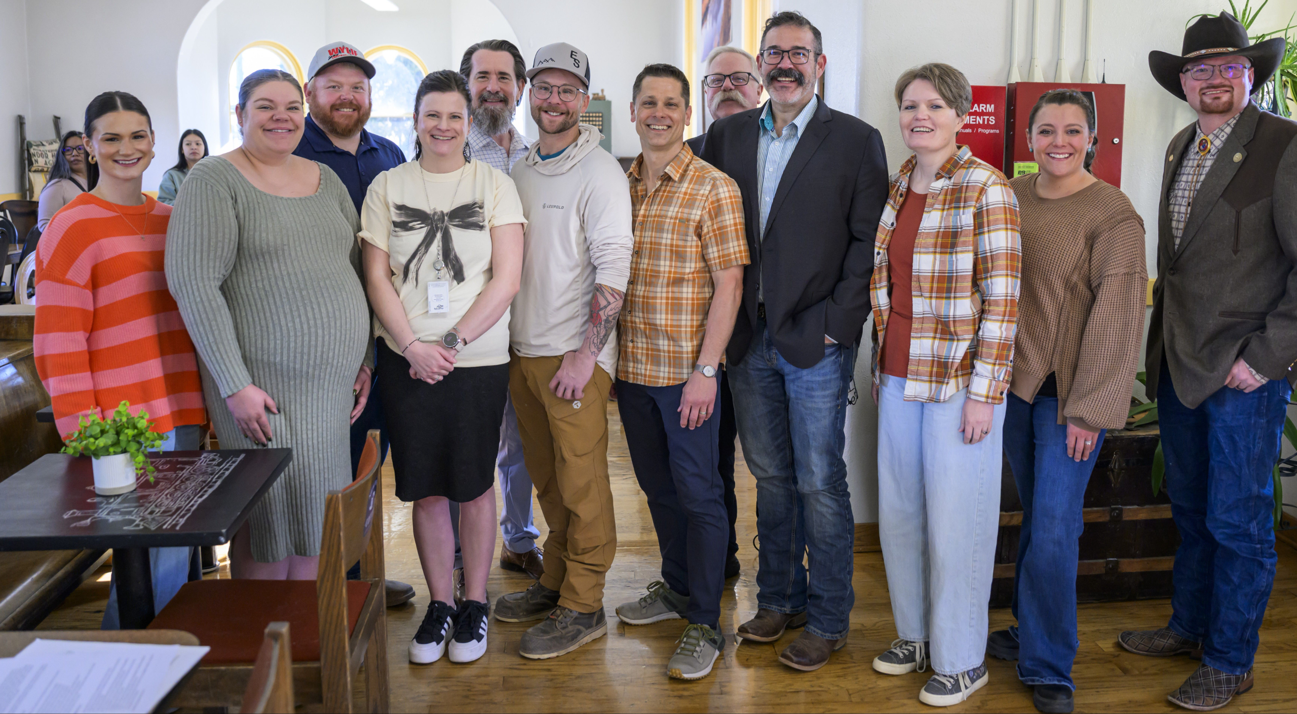 ayda Gatley (Orange sweater), Shae Haney (Grey Dress), Mary Seals (bow shirt), Dr. Kent Corso (Orange Plaid), Mayor Max Mickelson (black blazer) in back: Cody Wiley-Representative House District 39, Island Ricards-County Commissioner, Jim Wamsley-Fire Chief 