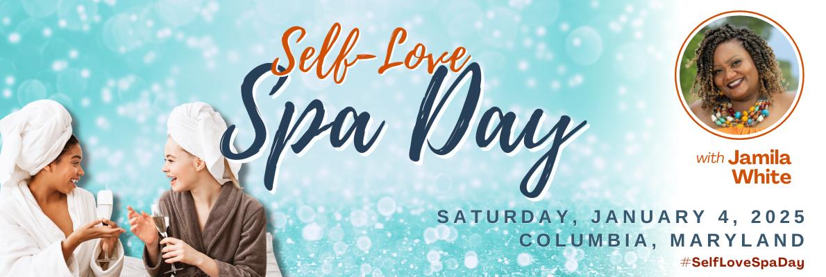 Self Love Spa Day with Jamila White - image has two women in robes and with towels on wrapped on their heads