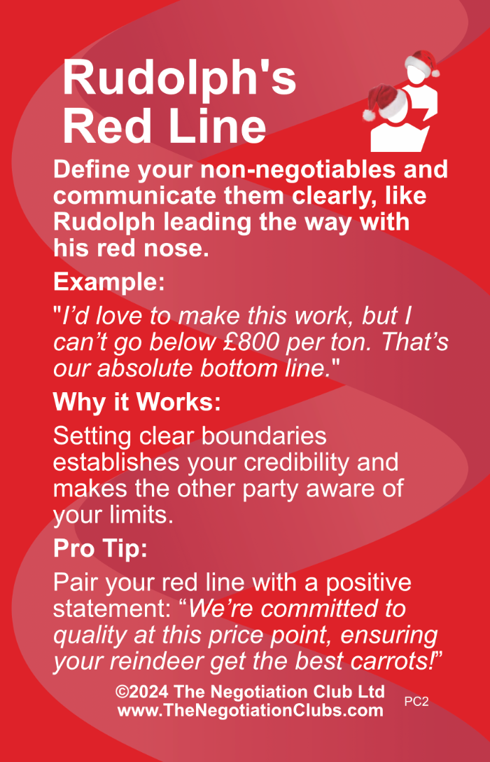 Christmas Themed Negotiation Tactic for 'Rudolphs Red Line' Tactic