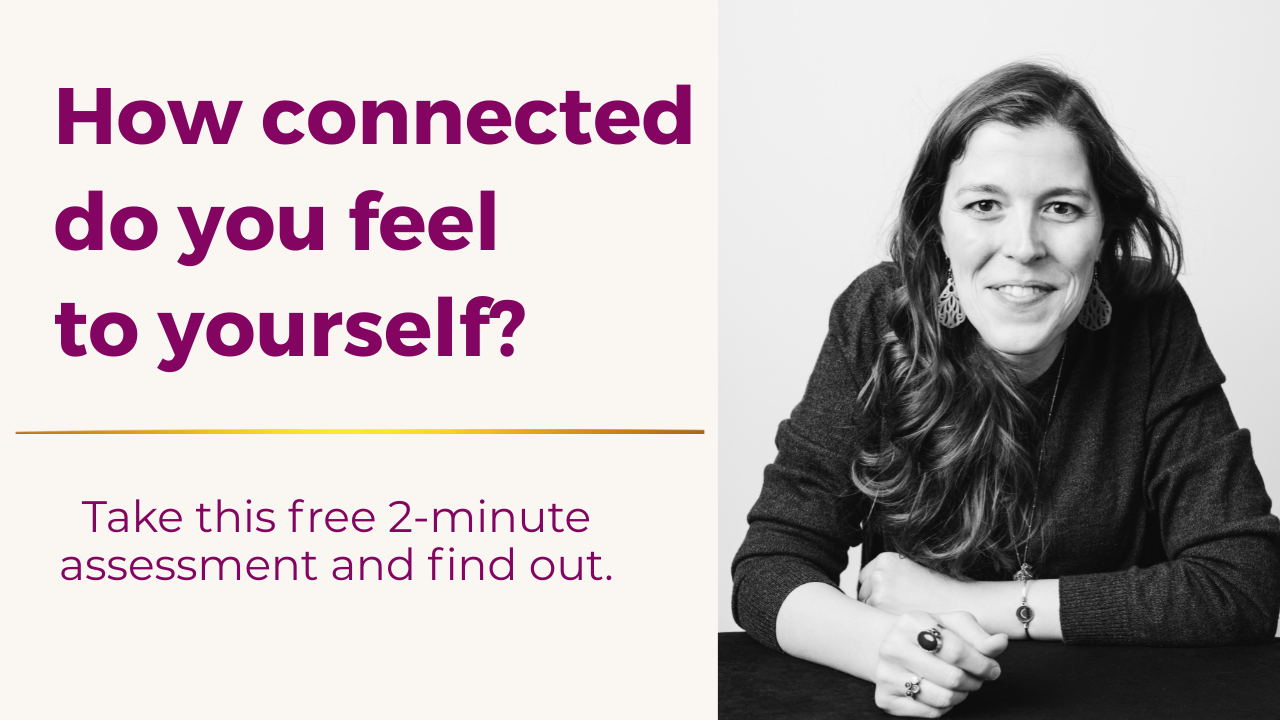 black and white headshot with question. How connected do you feel to yourself? Take this free 2 minutes assessment and find out. 