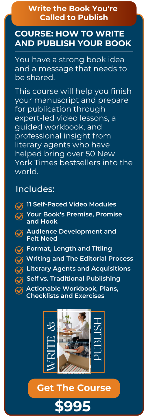 How to write and publish your book.  All the information about the 11 module course!