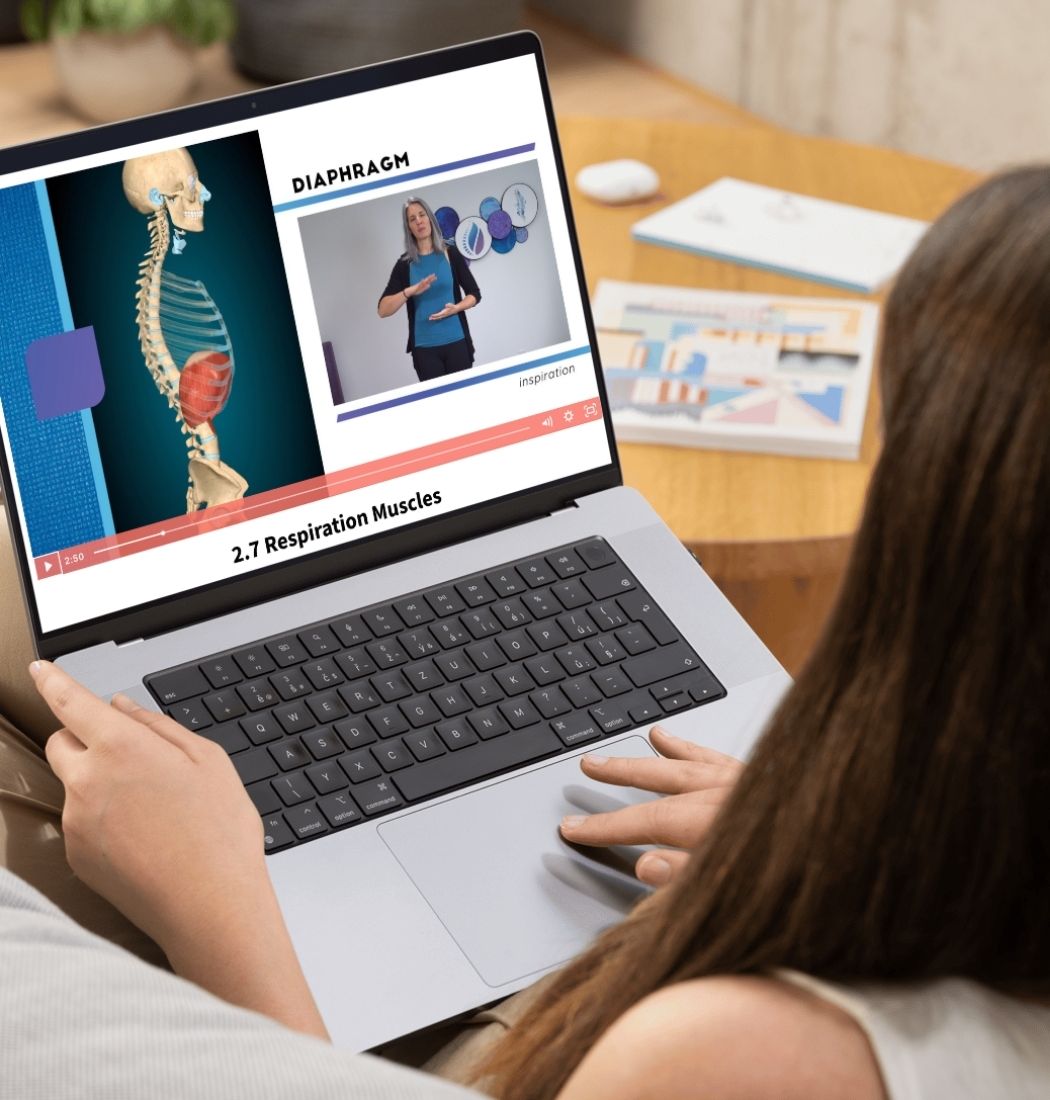 Beth teaching a Pilates class virtually