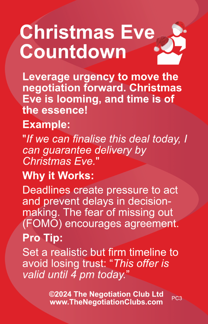 Christmas Themed Negotiation Tactic for Time Limits