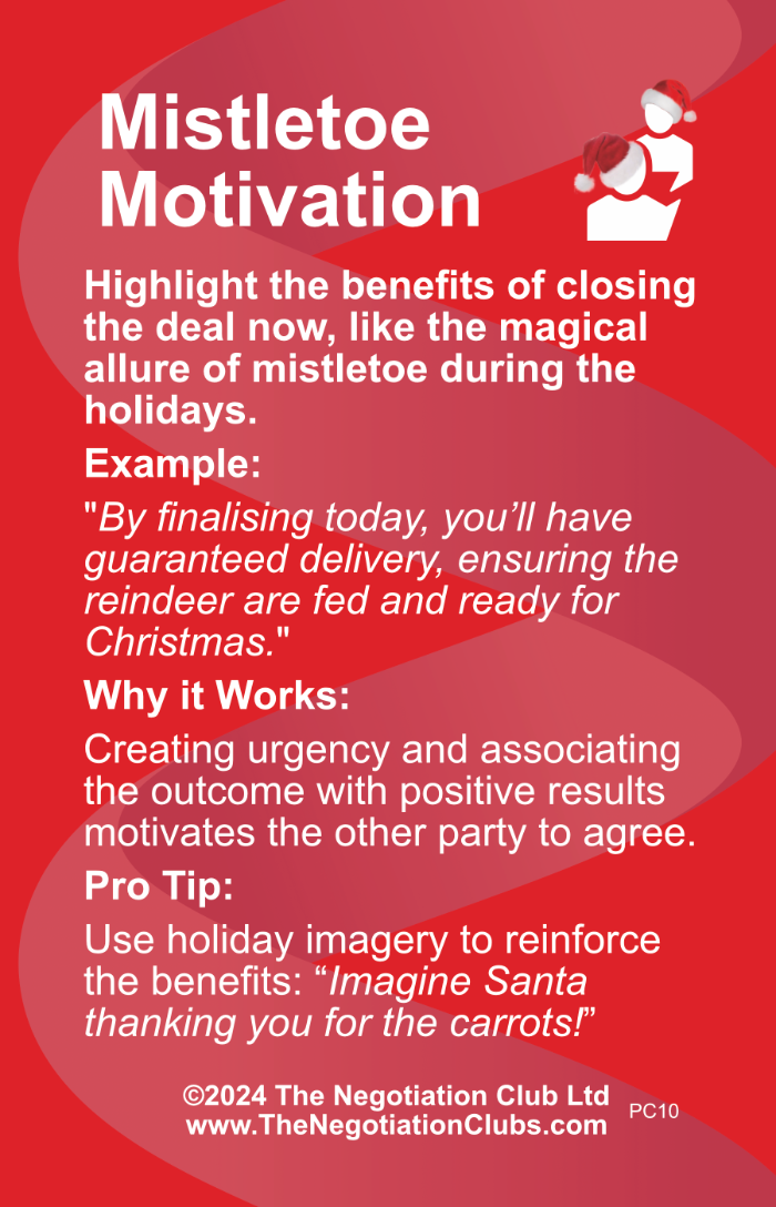 Christmas Themed Negotiation Tactic for 'Mistletoe Motivation' Tactic