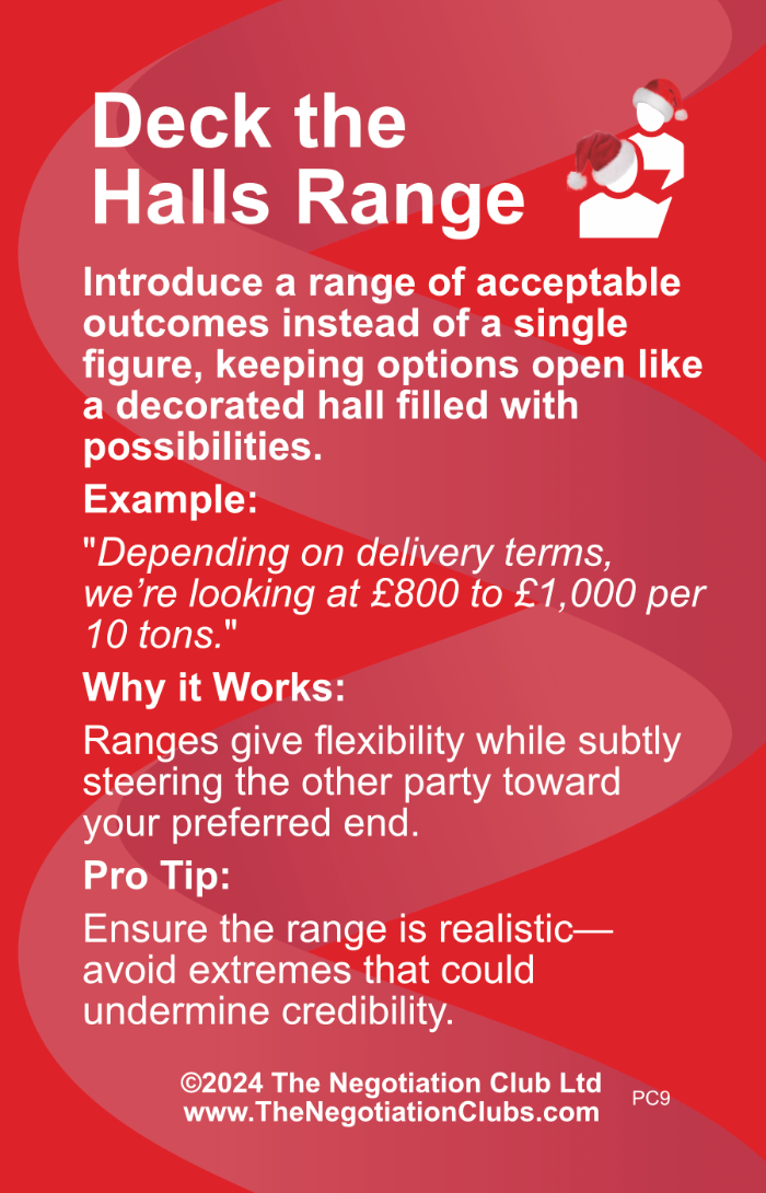 Christmas Themed Negotiation Tactic for 'Deck The Halls Range' Tactic