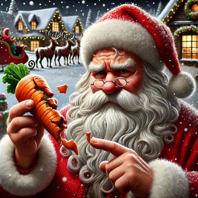 Santa has no carrots and needs some soon.
