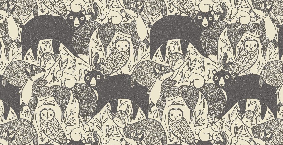 A Gingiber pattern of hand-drawn animals