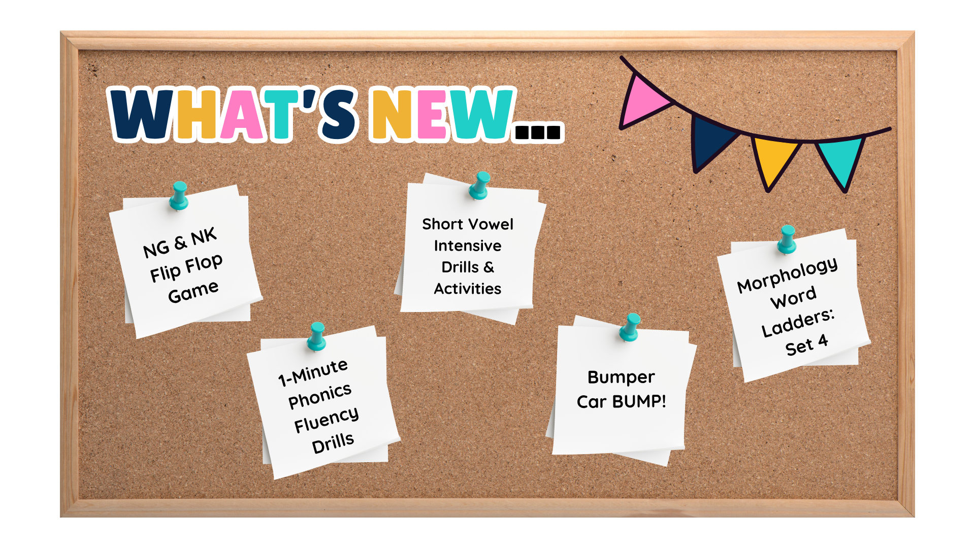 bulletin board with new monthly resources posted
