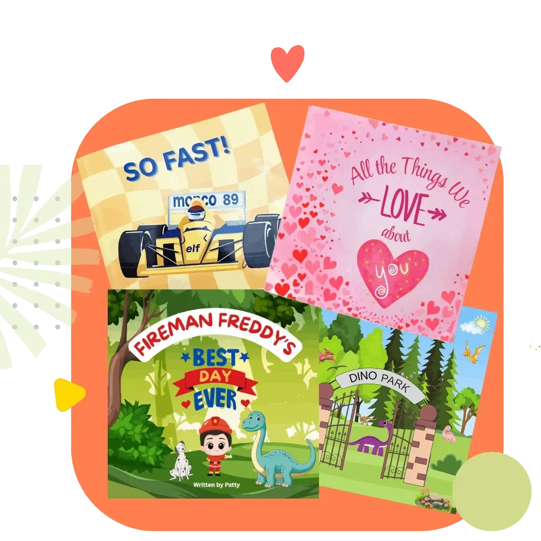 Spotlight collection of storybook covers Grandma created with the Treasured Heart Stories storybook course.