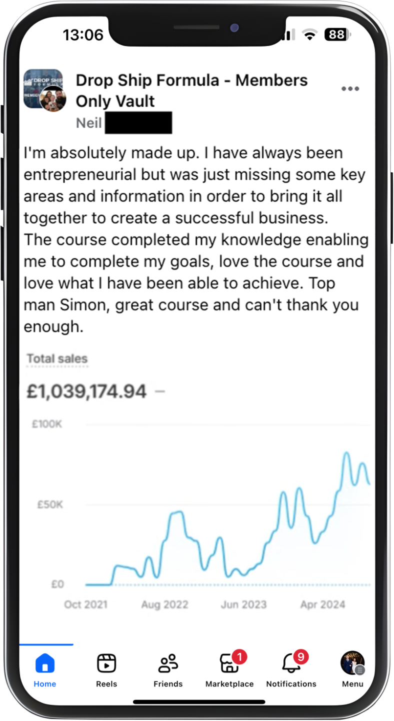 Picture showing student Neil success of £1,000,000 generated