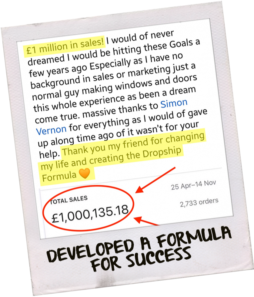 Picture thanking Simon Vernon for his help in creating a successful business