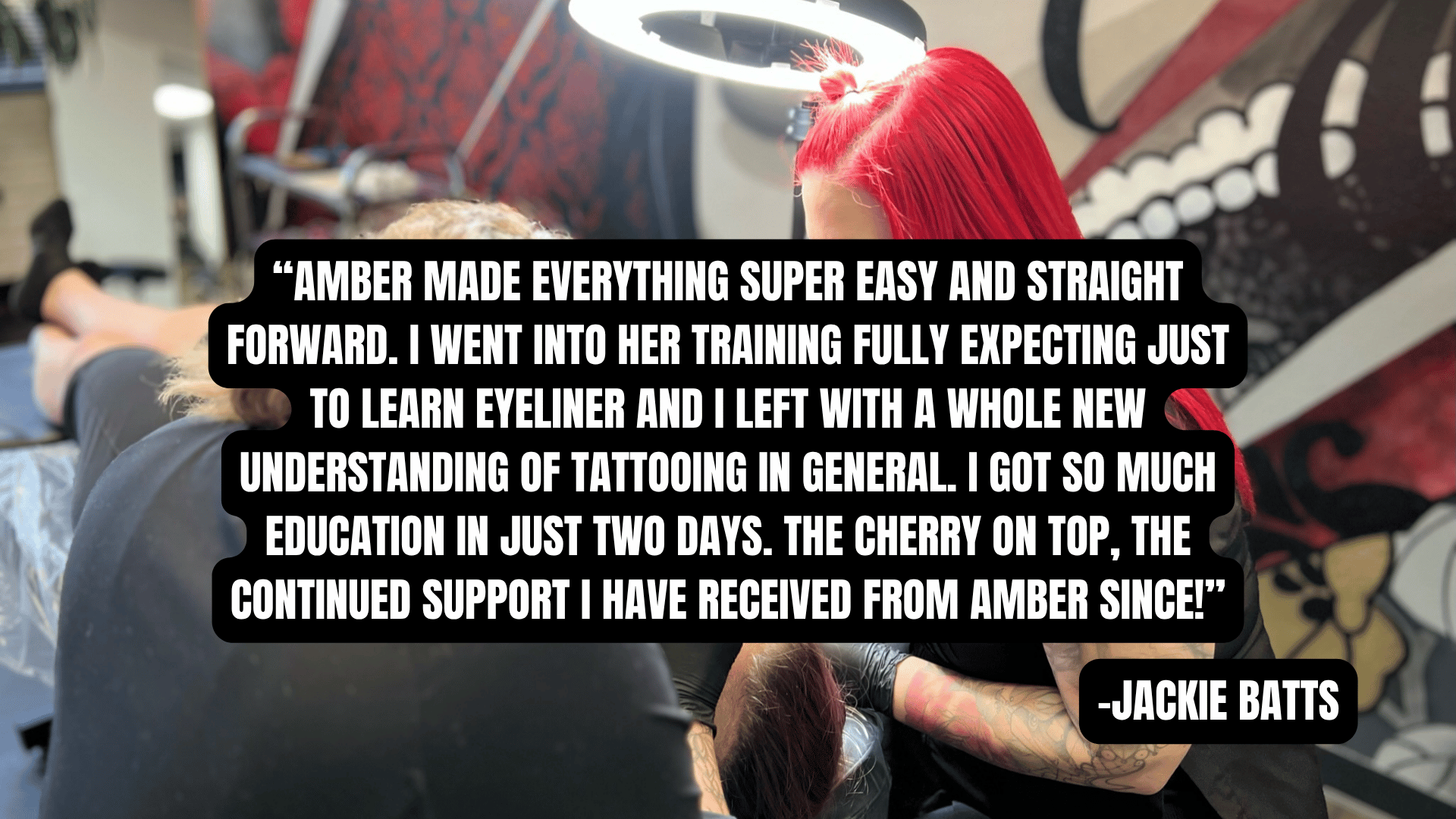 Jackie Batts testimonial on learning permanent makeup eyeliner tatooing