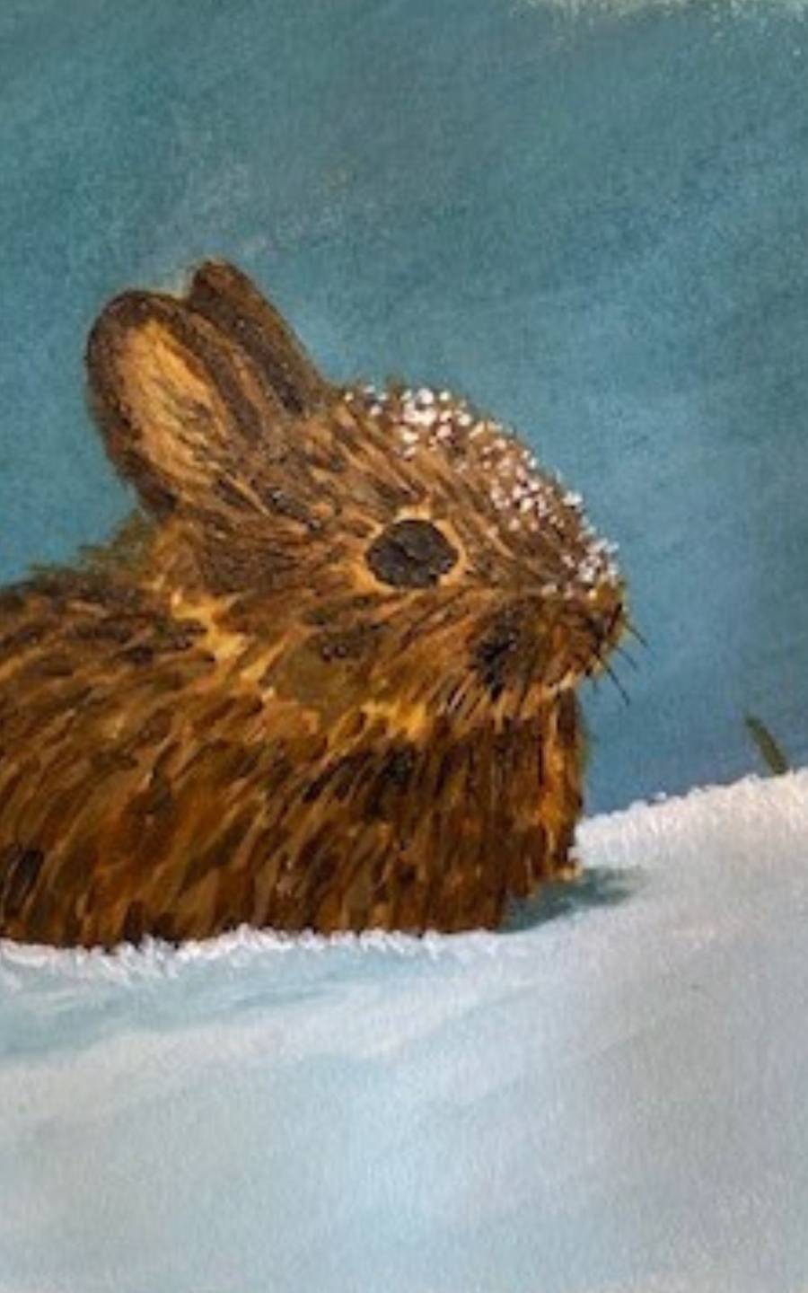 Snow bunny painted by artist, Glenda Crawford