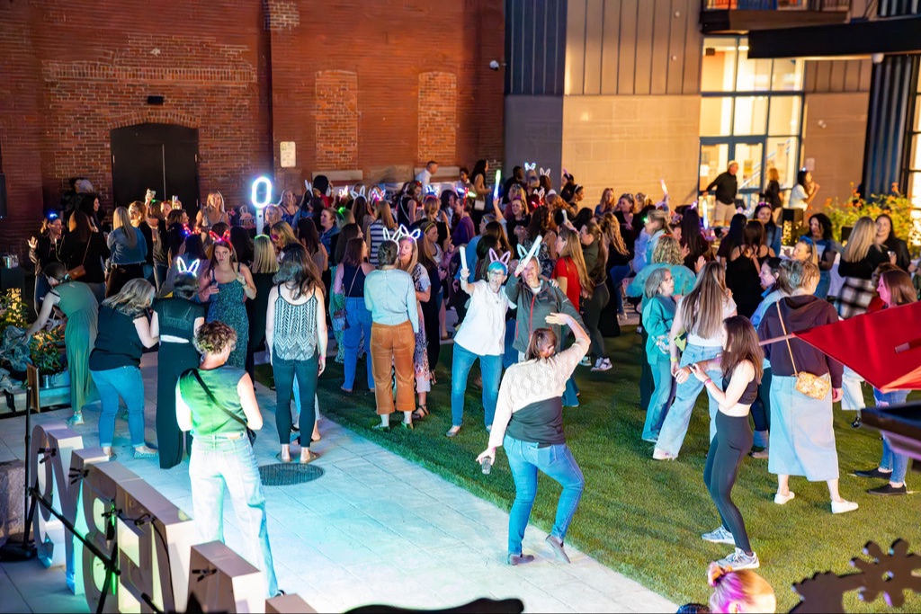 Mom laughing and enjoying a fun night out