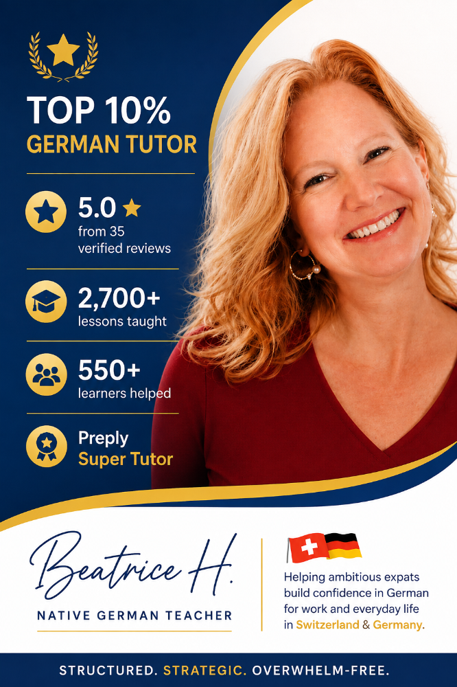 Header Logo - Deutsch A Beatrice, native German teacher helping A1–B1 expats in Germany and Switzerland build confidence with structured German lessons.