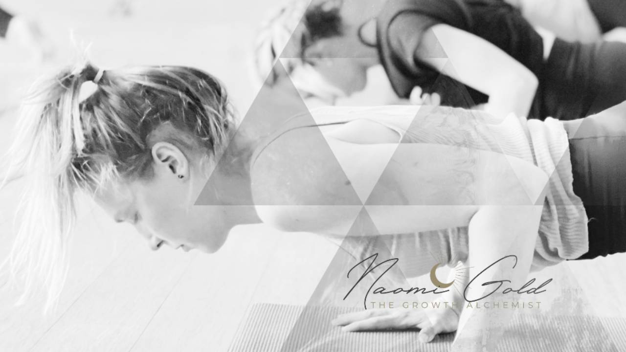 Yoga student practicing a guided sequence from 200-hour certification program.