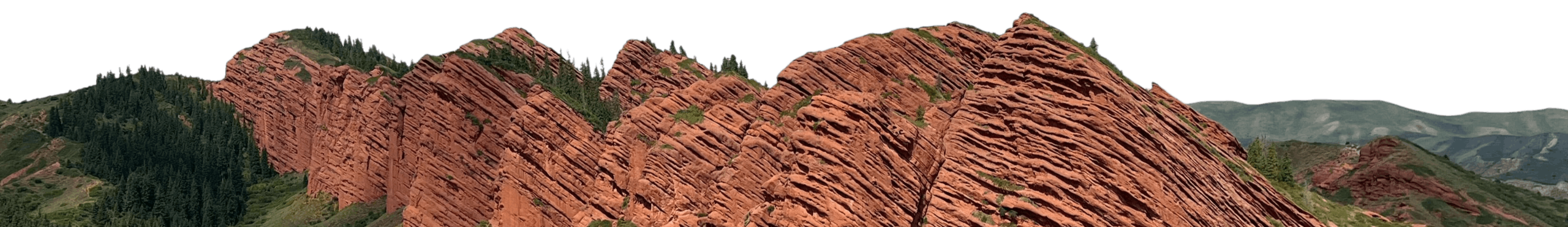 Layers of different color and textured mountains