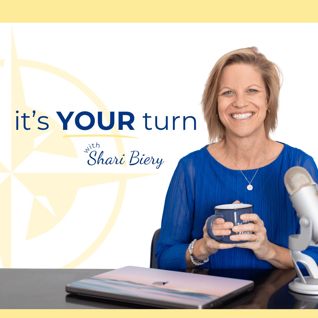USA-based Shari Biery's wellness coaching for midlife milspouse women, featuring It's YOUR turn Book and Charlie Madison Bracelet