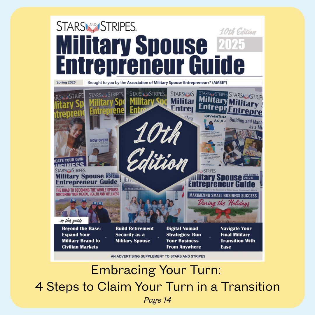 Shari Biery promoting well-being and purpose coaching for midlife military spouse women.