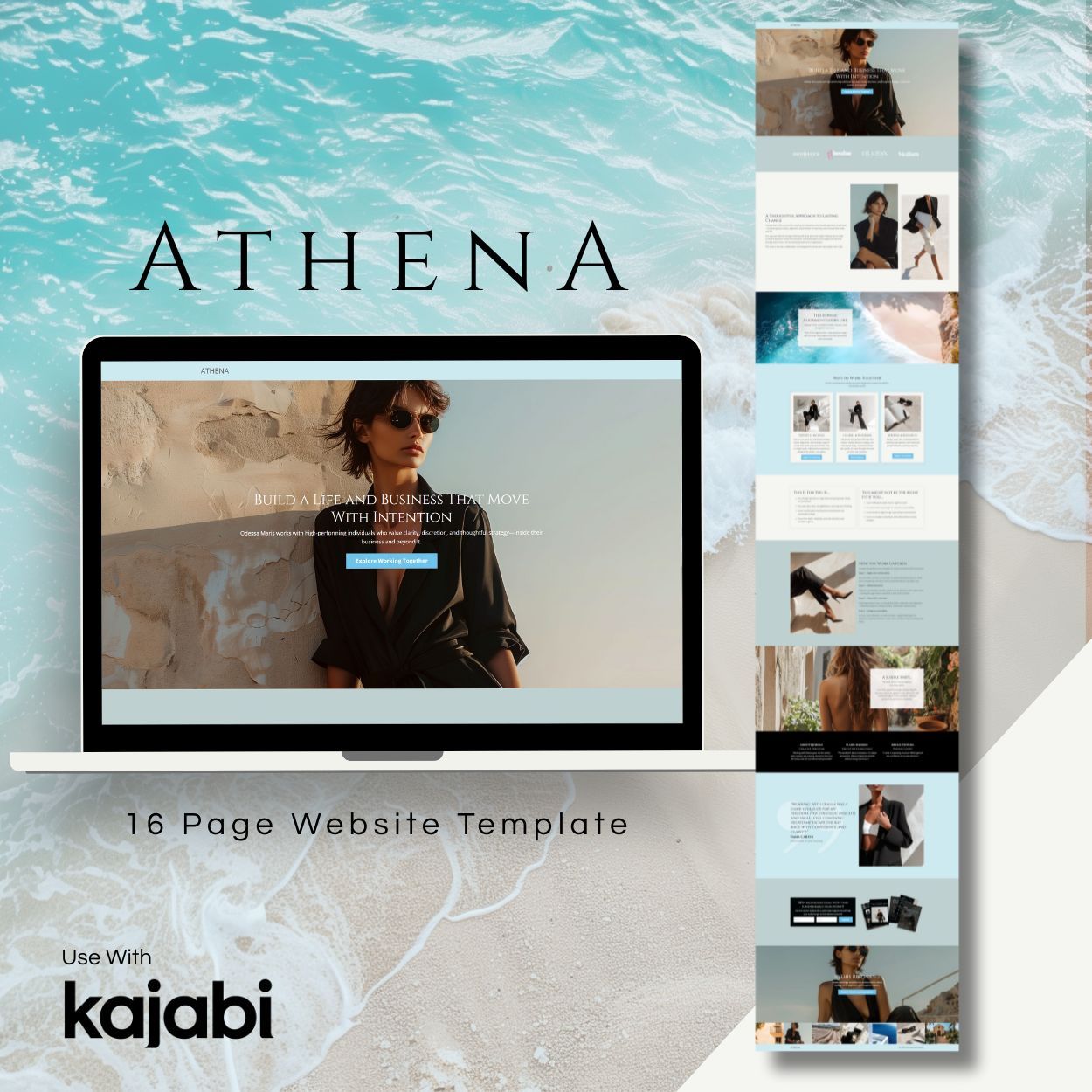 Athena Kajabi Website Template coastal theme for life coaches