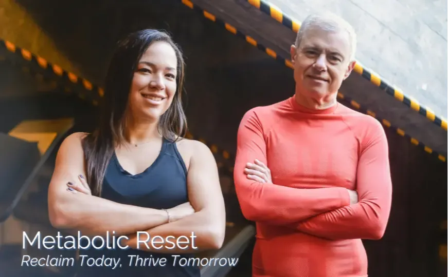 Metabolic Reset: Reclaim Today (Woman and Man smiling, strong)