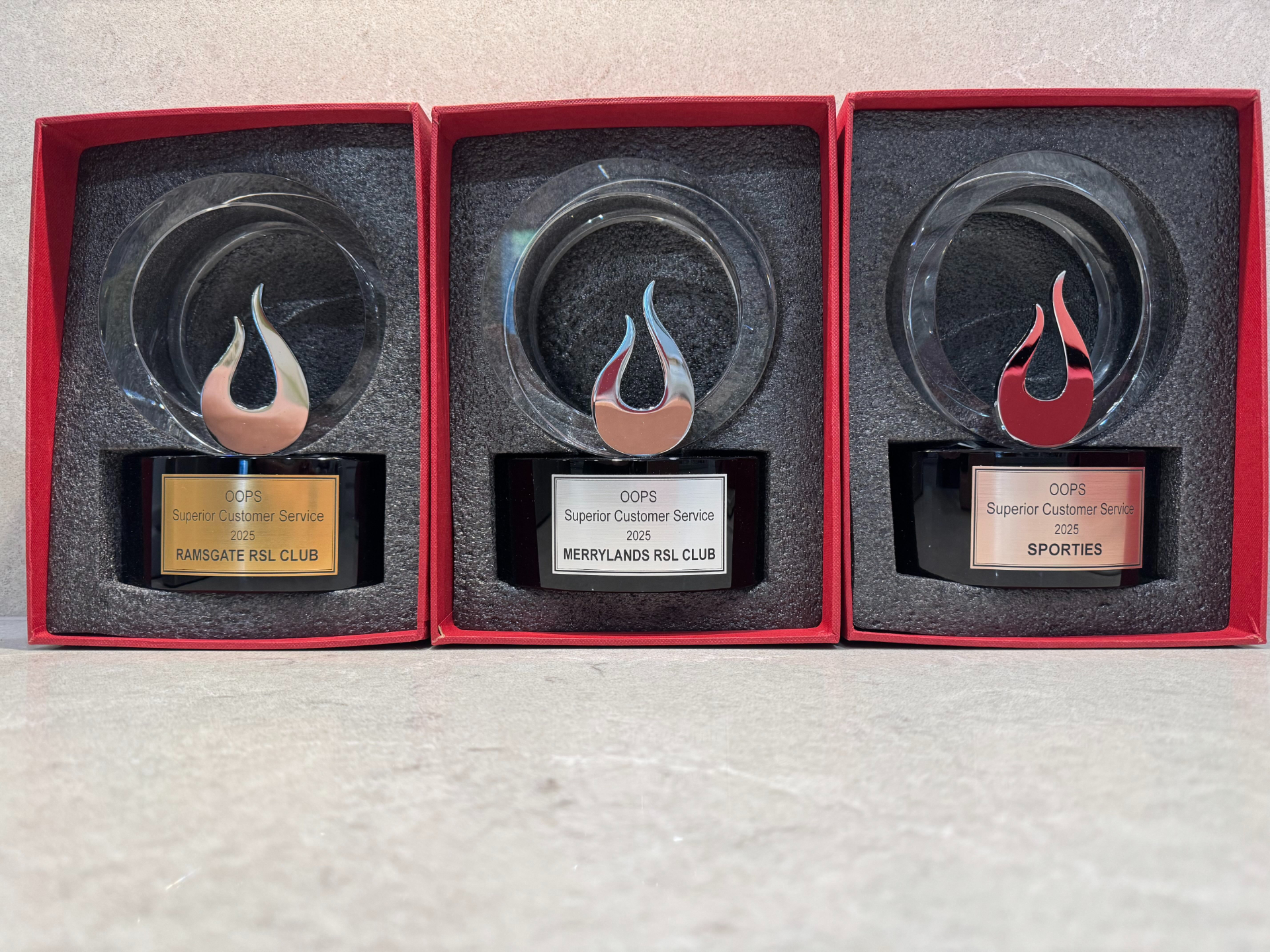 Trophies of the OOPS Superior Customer Service Awards 2025
